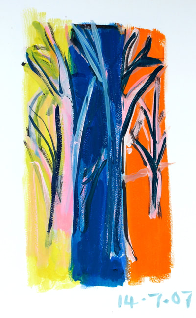'Landscape Study 2' sketch yellow blue orange by sue wellington-web